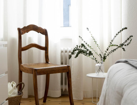 Vintage Cane Chair and Dried Eucalyptus - Scandinavian Interior Design - Bedroom Details - RG Daily Blog