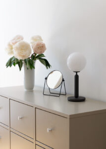 Nuura Lighting, Danish Design, Glass Table Lamp, Miira, Minimalist Home, Classic Interior, Timeless Style, Ikea Storage, Beige, Flowers, Round Mirror, White Scandinavian Decor, Neutral Aesthetic